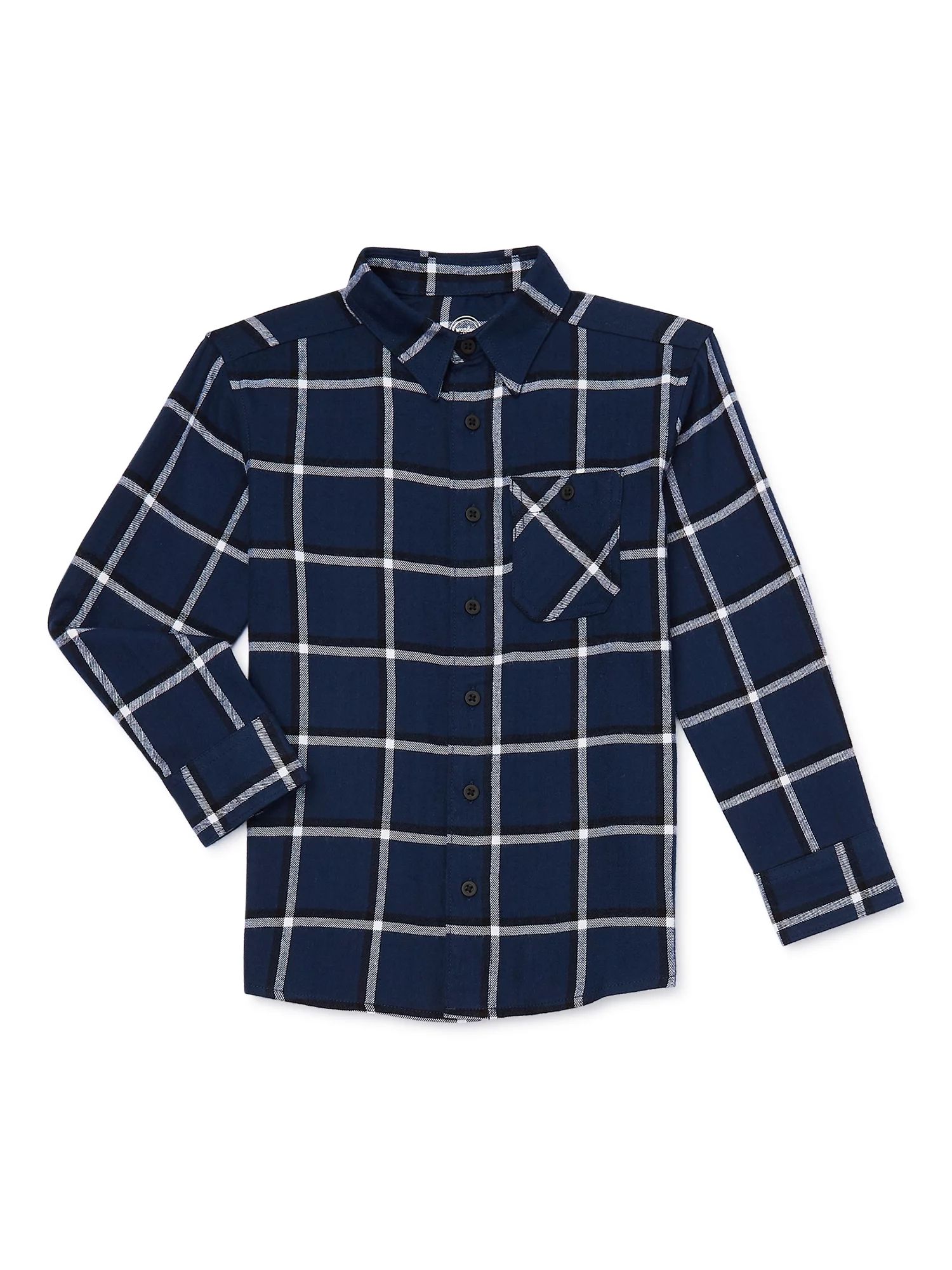 Wonder Nation Boys Long Sleeve Flannel Shirt, Sizes 4-18 & Husky | Walmart (US)