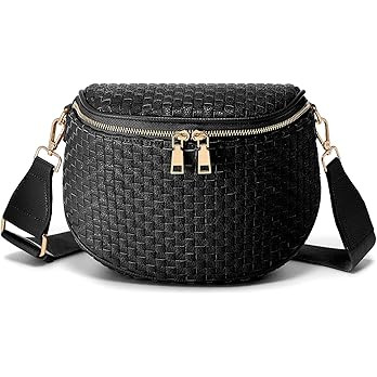 Trendy Woven Checkered Crossbody Bum Bag for Women，PU Leather Checkered Purse Fanny Packs Belt ... | Amazon (US)