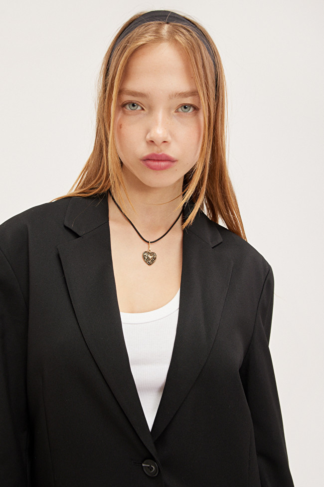 Black oversized single breasted blazer | Monki