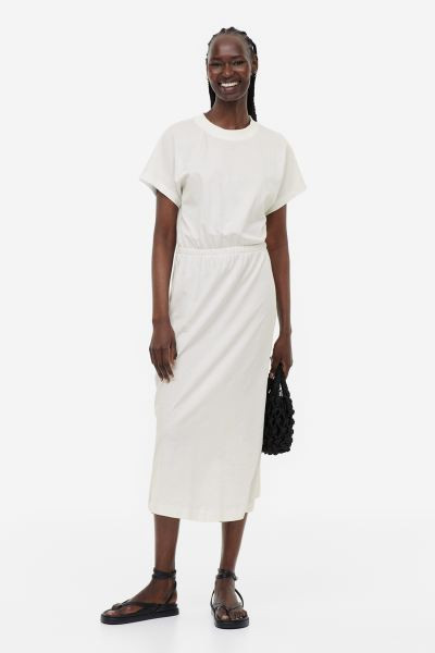 Smocked-waist Jersey Dress - Red - Ladies | H&M US | H&M (US + CA)