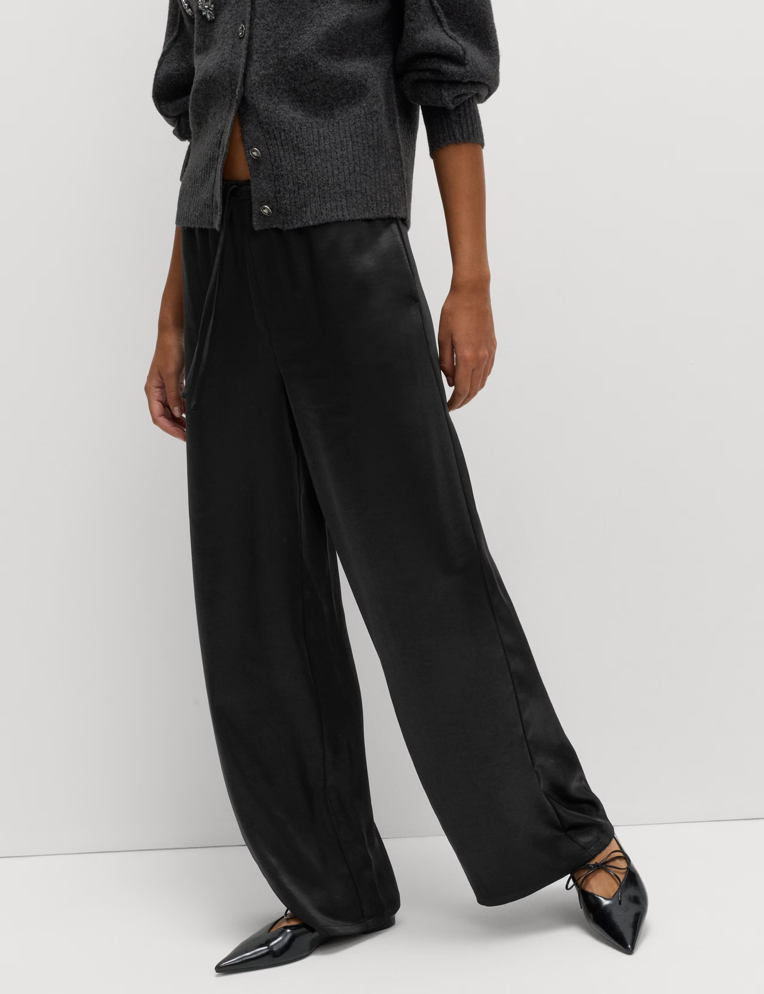 Satin Drawstring Wide Leg Trousers | Marks & Spencer (UK)