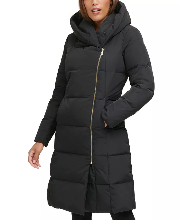 Cole Haan Women's Signature Asymmetrical Pillow-Collar Down Puffer Coat - Macy's | Macy's