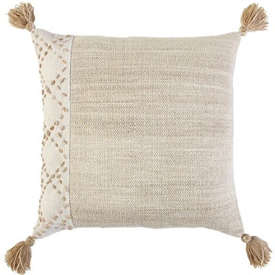 20"x20" Oversize Poly Filled Color Block Square Throw Pillow Beige - Rizzy Home: Modern Indoor/Ou... | Target