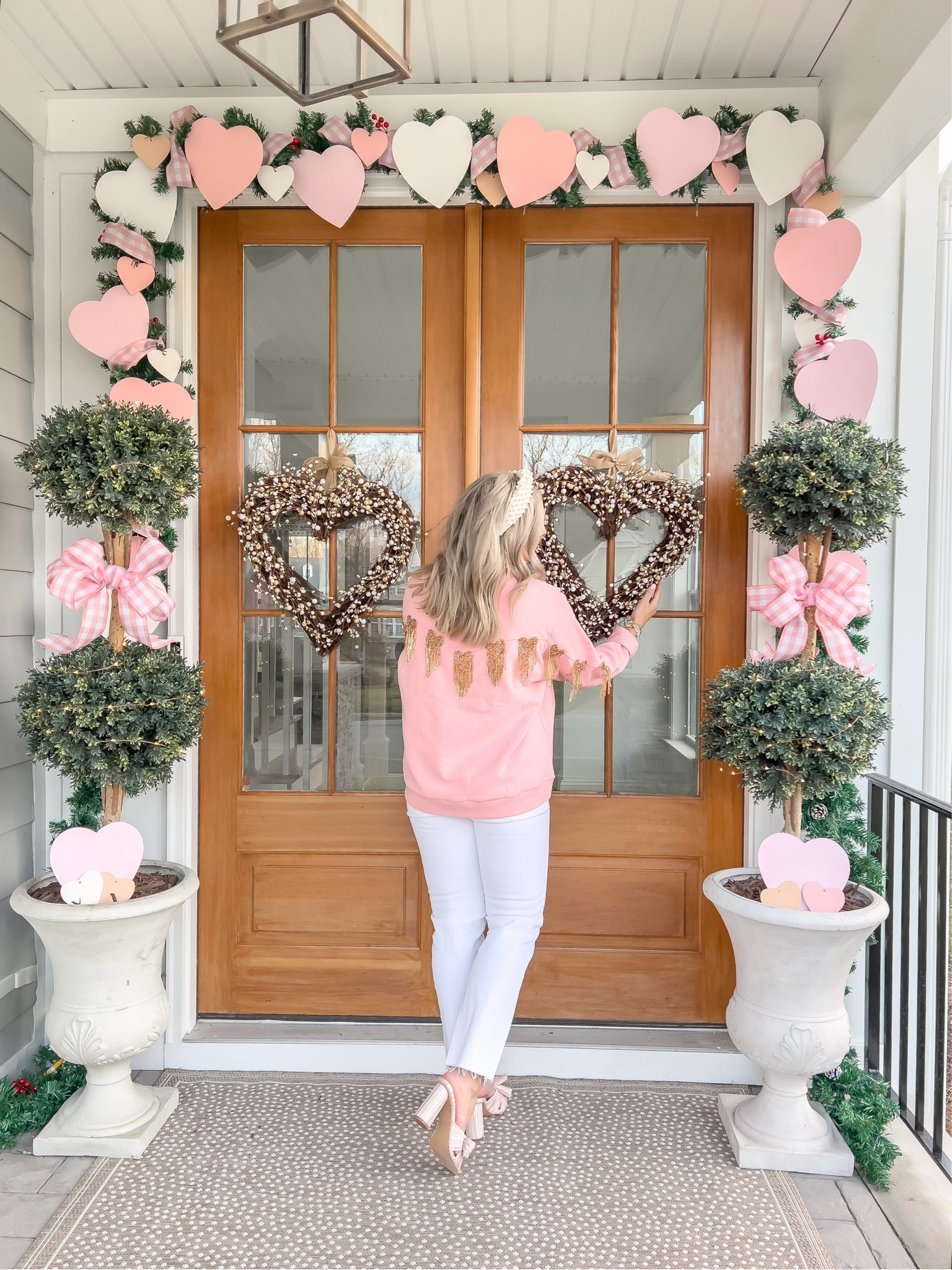 Valentine’s day front porch decor
Diy valentine garland
Pink front porch
Valentine’s day decor
Grandmillenial
Topiaries
Amazon home

Ribbon and hearts from michaels!


#LTKFindsUnder50 #LTKFindsUnder100 #LTKHome
