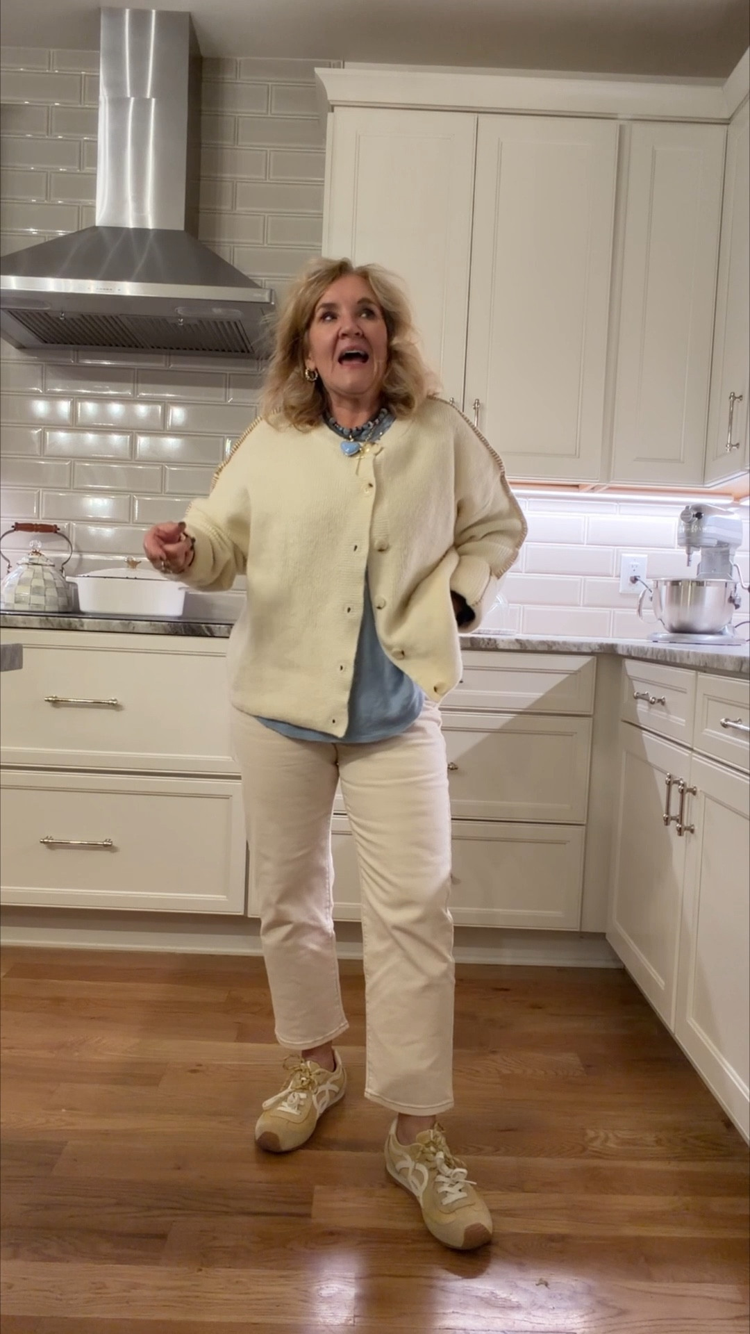 New loft denim there’s are a straight high rise ankle. Wearing a 29 petite. This acro color the denim is not as stiff and more of almost a canvas weight than a denim.
Sweater size medium. It does run big you can probably size down.
My T-shirt has pretty details. It’s not available in blue, but it has some other colors available.
Great sneakers from Amazon they’re true to size. I love this light yellow color. It’s actually very versatile.
I love my Allie and Bess pieces my code is 25% off for a few more days NANETTE25

#LTKOver40 #LTKootd #LTKPetite