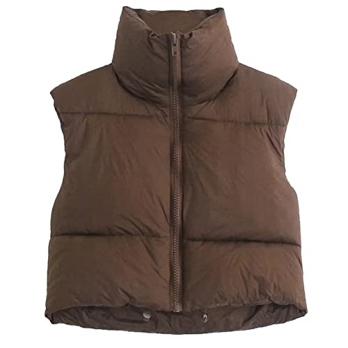 KEOMUD Women's Winter Crop Vest Lightweight Sleeveless Warm Outerwear Puffer Vest Padded Gilet | Amazon (US)