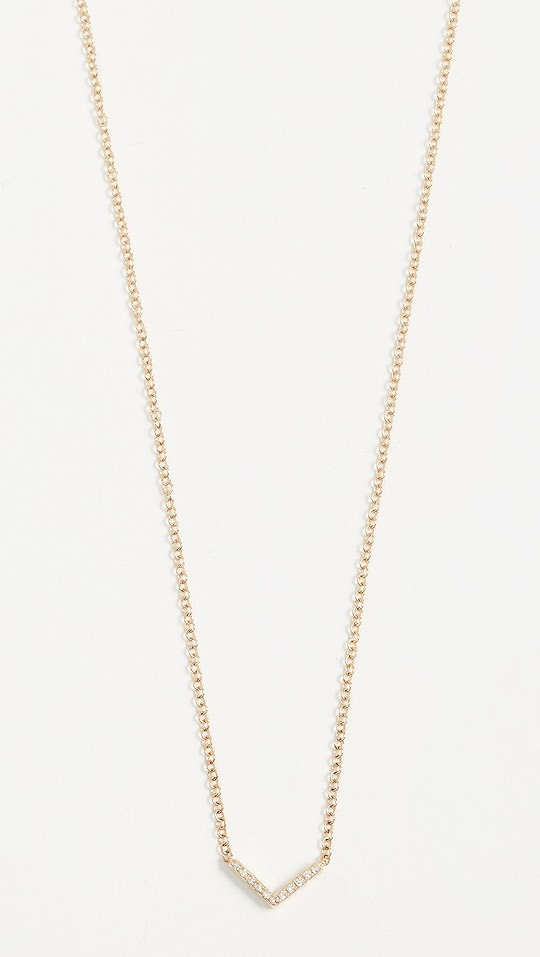EF Collection 14k Gold Diamond Mini Chevron Necklace | SHOPBOP | Shopbop