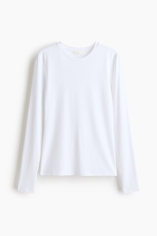 H & M - Long Sleeve Microfibre Top - White | H&M (KR)