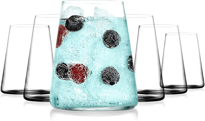 BENETI Drinking Glasses set of 6 | Premium 17oz Highball Glass Cups For Water, Juice, Cocktail, a... | Amazon (US)