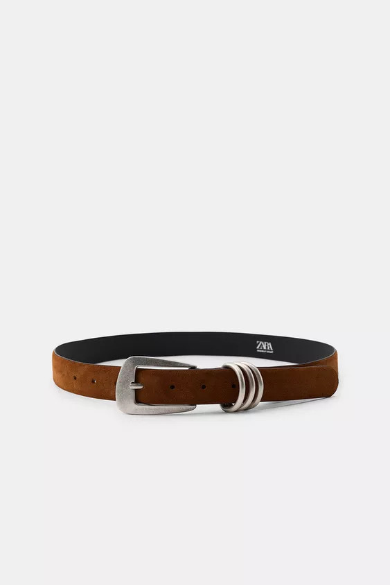 100% SUEDE LEATHER BELT WITH TRIPLE LOOP | Zara UK