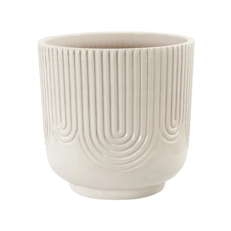 Beautiful 16" Porcini Pill Debossed Ceramic Planter by Drew Barrymore | Walmart (US)