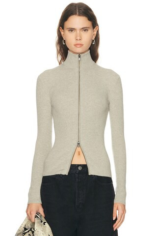 Fear of God ESSENTIALS Soft Rib 2-Way Zip-Up Jacket in Grey | FWRD 