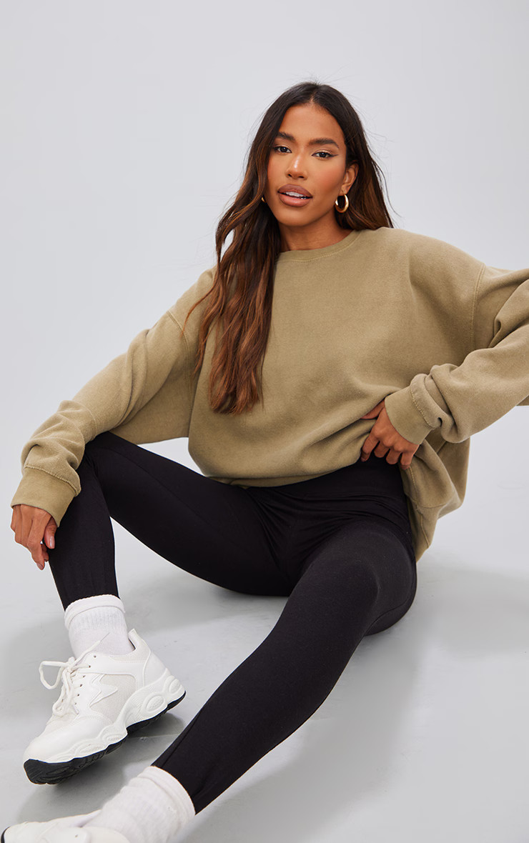 Black Ribbed Waistband Cotton Leggings | PrettyLittleThing UK