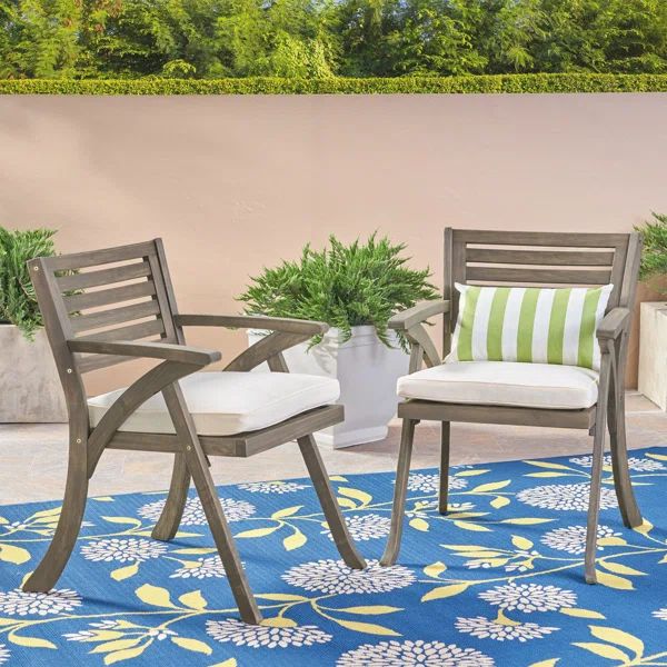 Lonny Patio Dining Chair with Cushion (Set of 2) | Wayfair North America