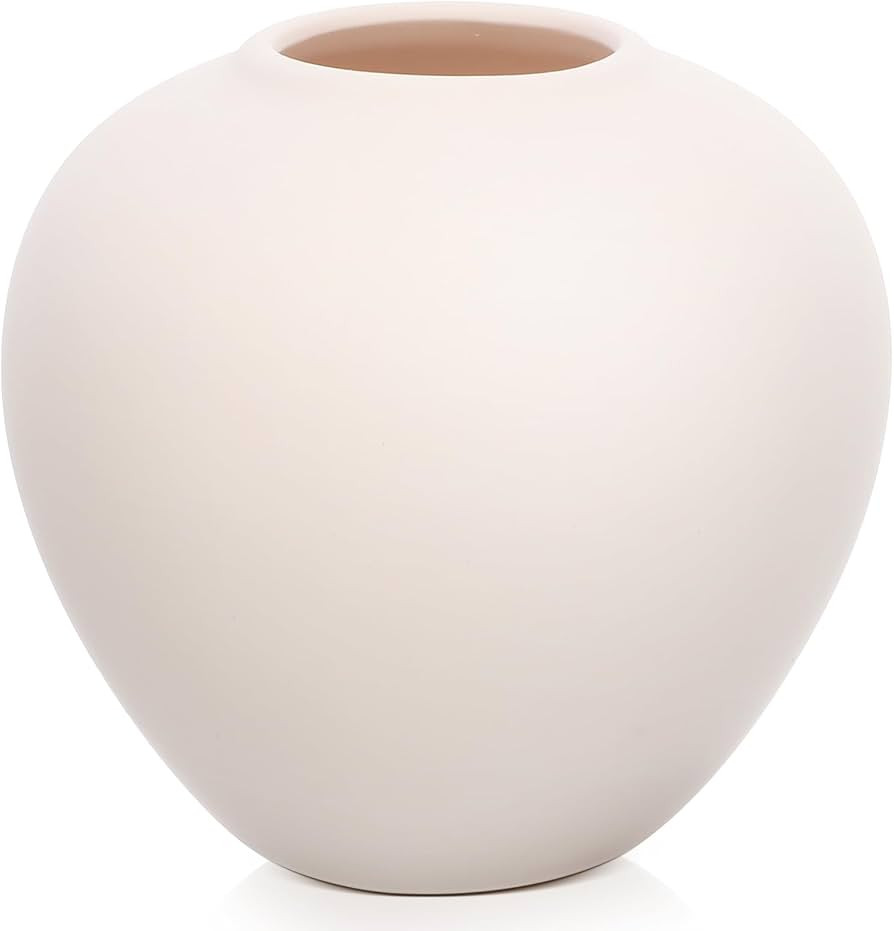 Ceramic Vase, Beige, Vintage, Modern, Round, 4.72x4.72x1 inches, Durable, Holds Water, Home Decor... | Amazon (US)