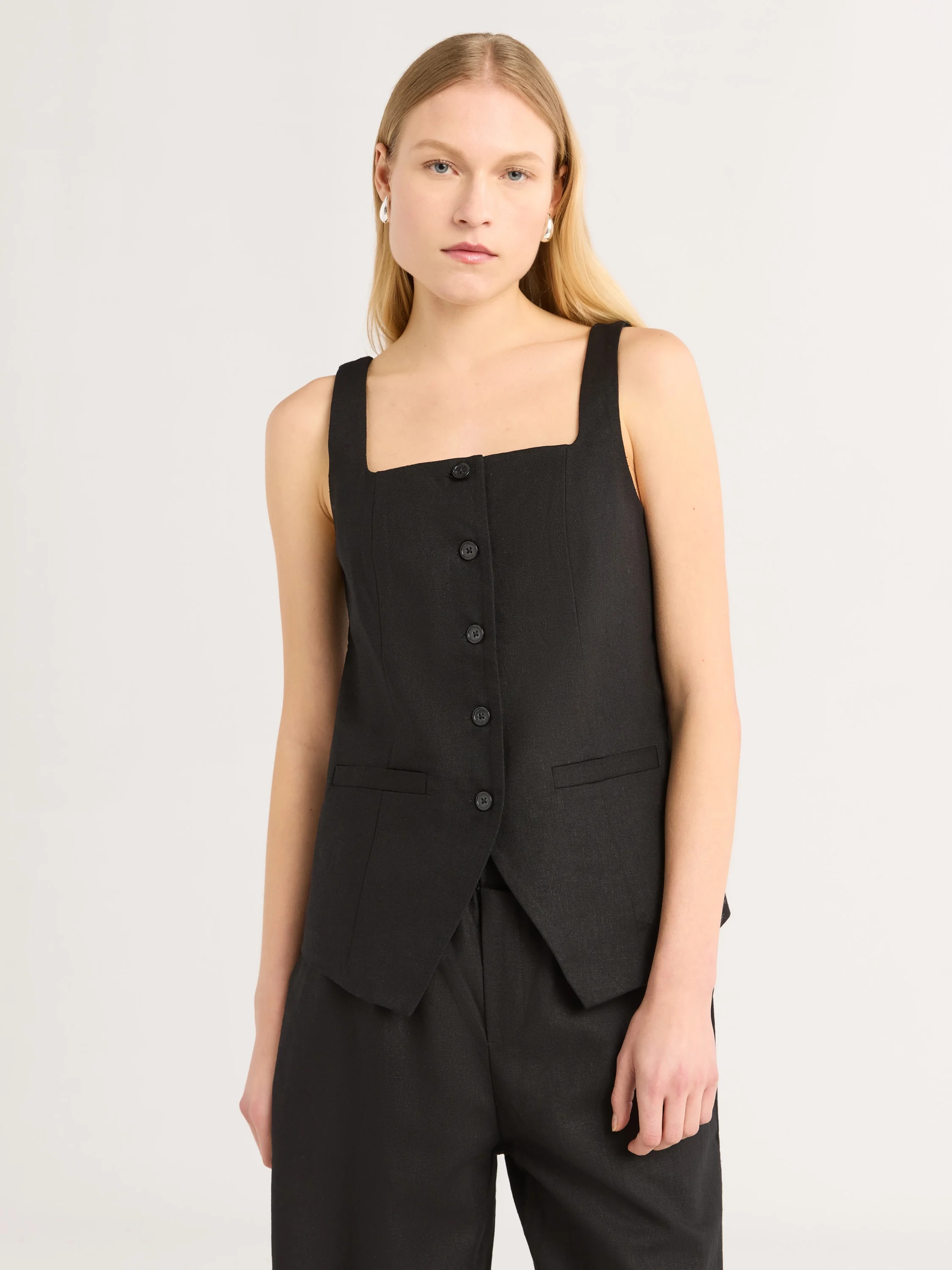 Scoop Women's and Women's Plus Linen Blend Longline Vest, Sizes XS-4X | Walmart (US)