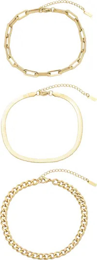Set of 3 Assorted Chain Anklets | Nordstrom
