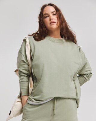 Sage Exposed Seam Dip Back Sweatshirt | Simply Be (UK)