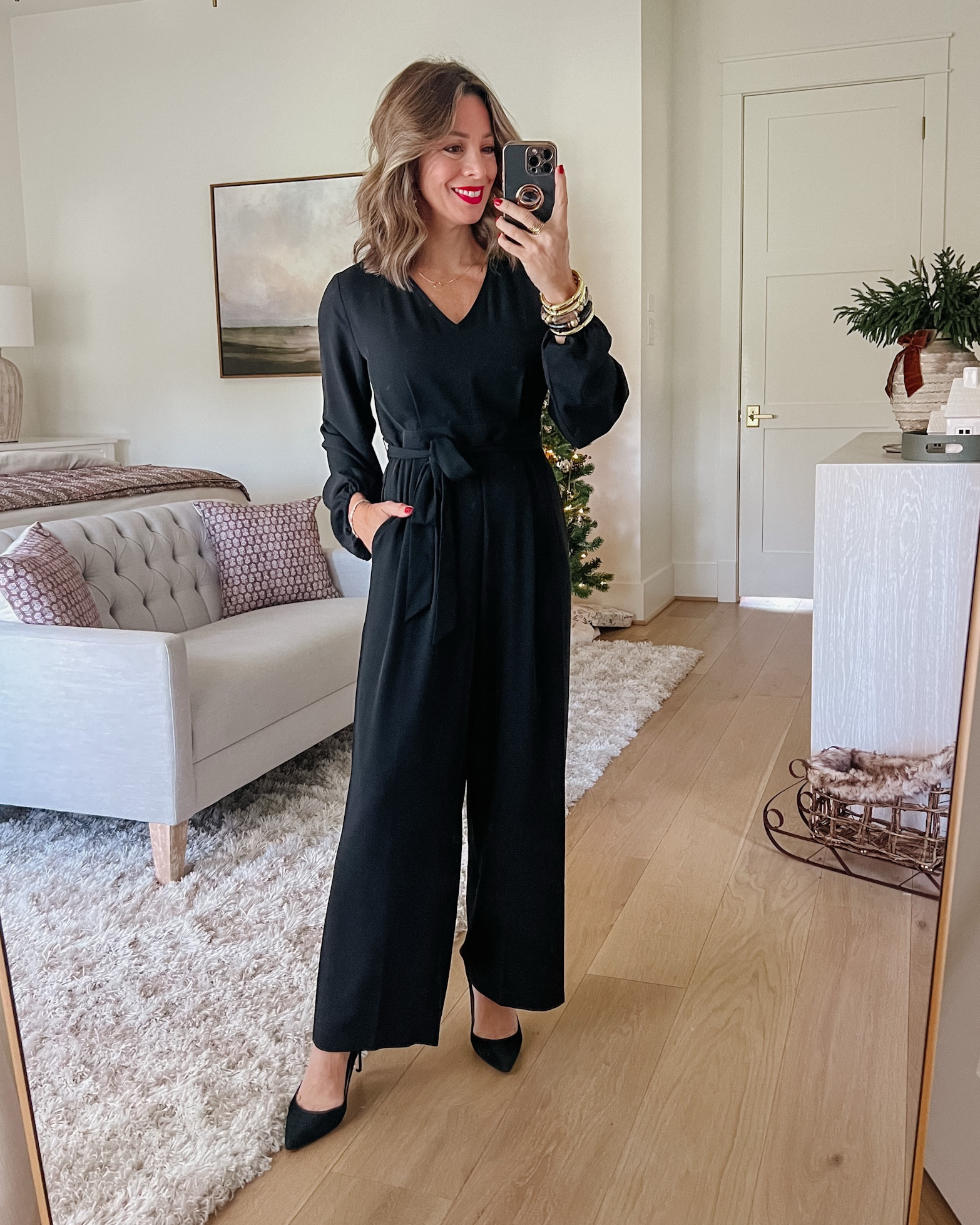 This jumpsuit is great for the holidays because it’s so easy! The tie detail at the waist is so flattering too 🤗 

Jumpsuit Fit: I’m wearing a 0P

#LTKStyleTip #LTKHoliday #LTKWatchNow