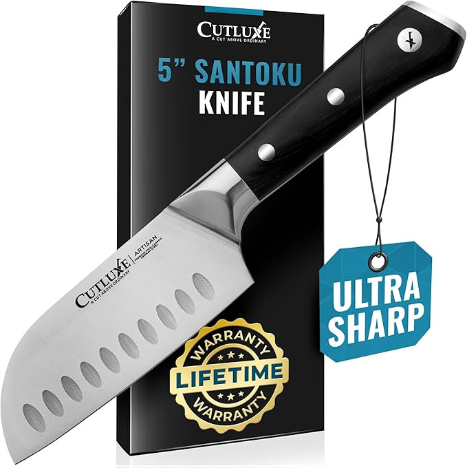 Cutluxe Santoku Knife – 5" Chopping Knife, Meat and Vegetable Knife – Forged High Carbon Germ... | Amazon (US)