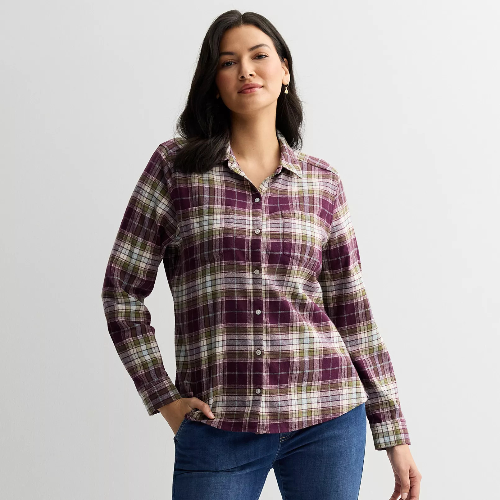 Women's Croft & Barrow® The Extra Soft Plaid Flannel Shirt | Kohl's