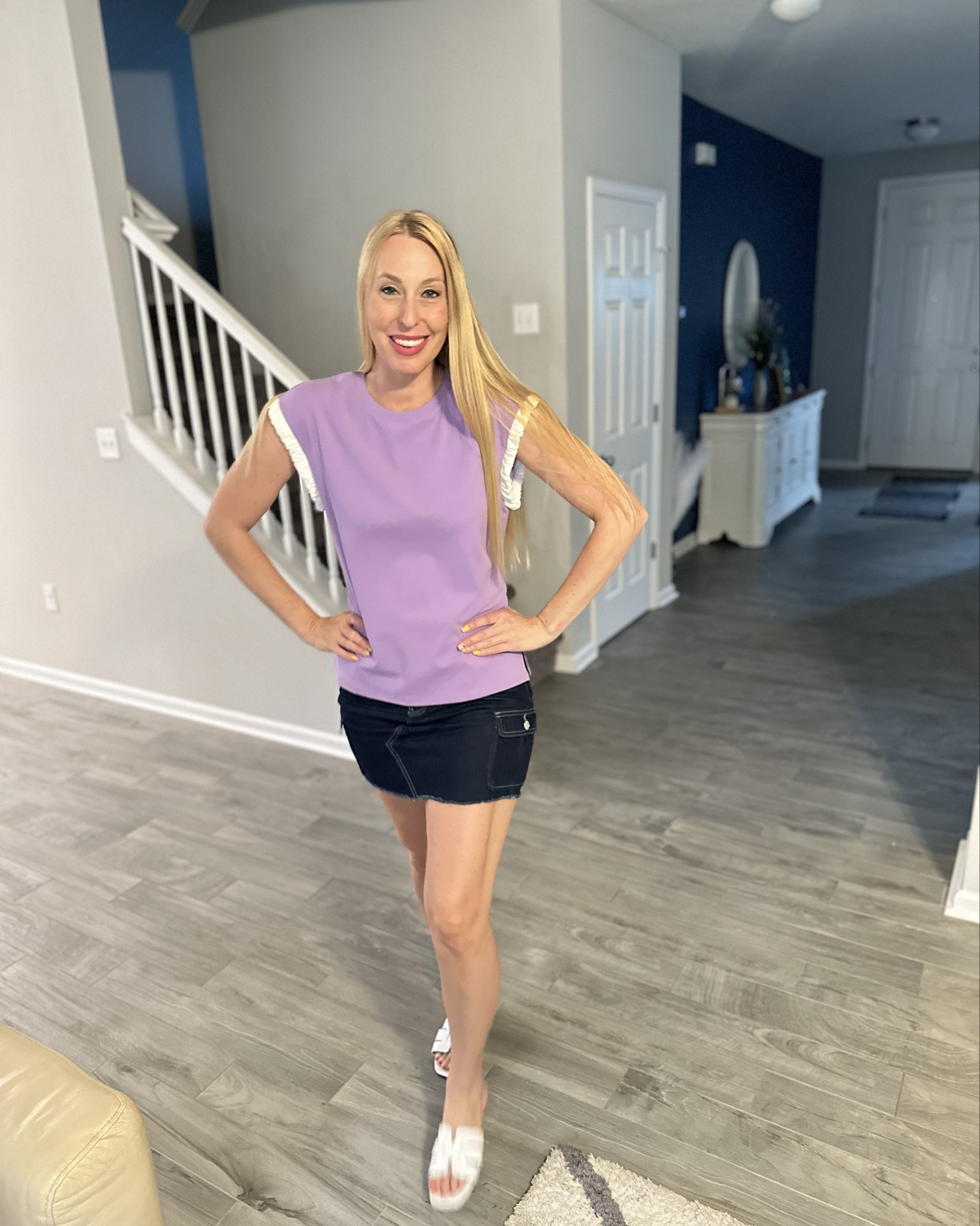 Fun summer time ruffle top
🤍 comes in all kinds of colors
🩵 loose fit and wearing size small in both

#LTKVideo #LTKFindsUnder50 #LTKStyleTip