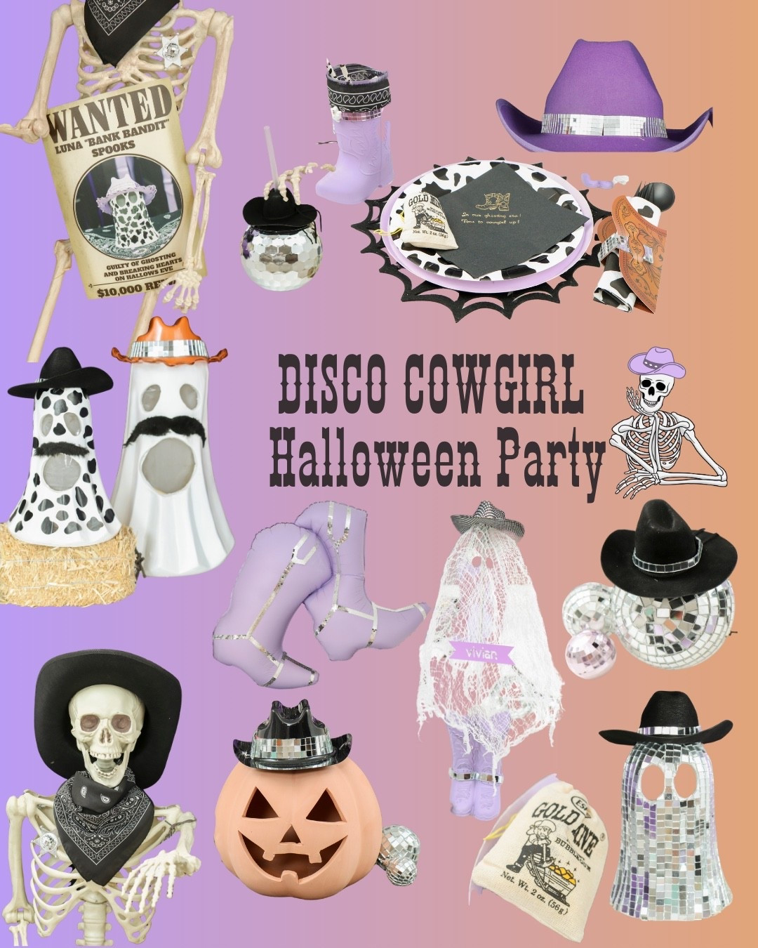 🚨 TRICK OR THEME DROP #2 🚨
This week’s drop: Disco Cowgirl Halloween 👻🤠🪩

Picture it: skeleton cowboys two-stepping under mirror-ball ghosts, purple hats glittering with disco bands, and cow-BOO’s wearing tiny boots and hats holding your name in. It’s a haunted hoedown where western grit meets disco glow—a yee-BOO mashup that sparkles as much as it spooks.

Here’s what you’ll find in this drop:
✨ DIY boot mugs + cow-BOO place cards
🤠 Western details from cutlery in holsters to disco ghosts with mustaches & pumpkins in cowboy hats
📸 A photo op with cowboy skeletons, boot balloons & wagon wheels
🛒 Shop-the-look to snag the vibe
⚡ Pro hacks using hay bales for perfect styling
💀 Save this inspo for your own western style Disco Cowgirl Halloween party


👻 FOLLOW so you don’t miss the next drop
#trickortheme #discocowgirl #halloweendecor #halloweendiy #halloweenpartyideas

#LTKHalloween #LTKSeasonal #LTKParties