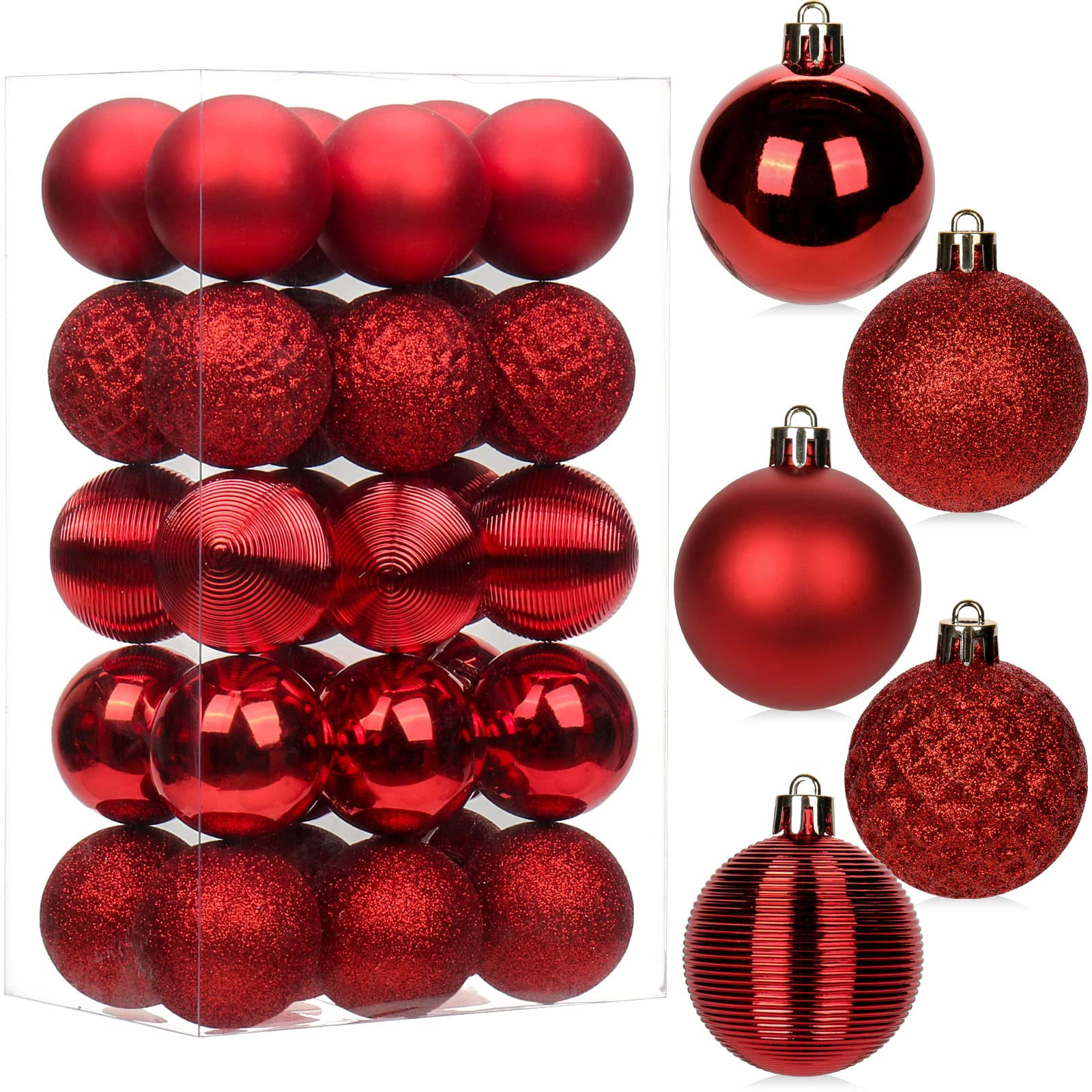 30PCS 2" Christmas Ball Ornaments Shatterproof Red Christmas Tree Decorations Xmas Tree Balls Hal... | Amazon (US)