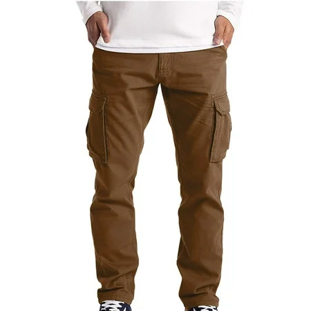 Juebong Mens Khaki Cargo Pants Men Cotton Casual Classic Cargo Work Pants Men s Utility Work Cargo S | Walmart (US)