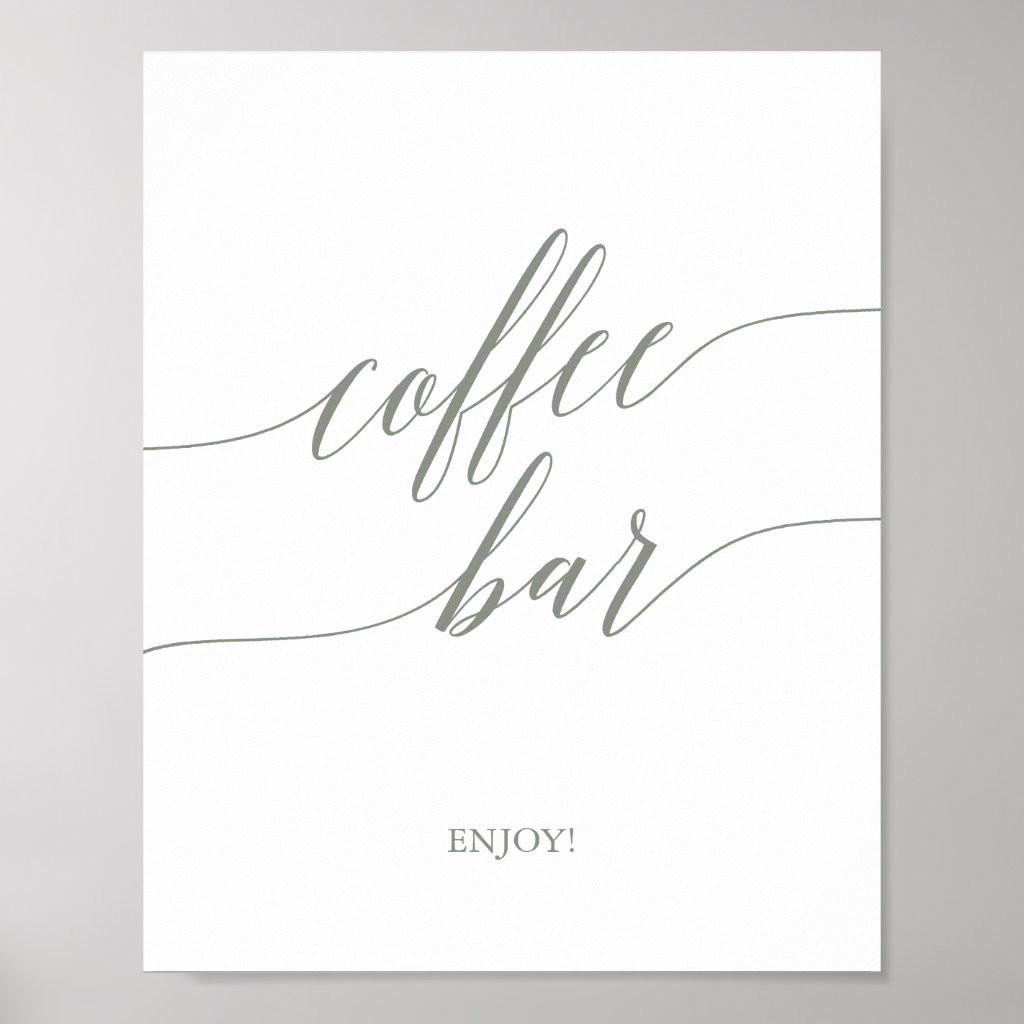 Elegant Sage Green Calligraphy Coffee Bar Sign | Zazzle