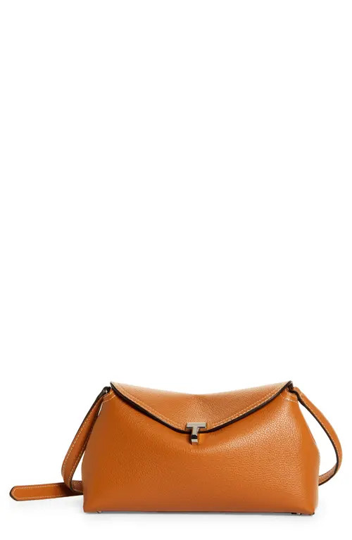 TOTEME T-Lock Leather Clutch in Tan Grain at Nordstrom | Nordstrom
