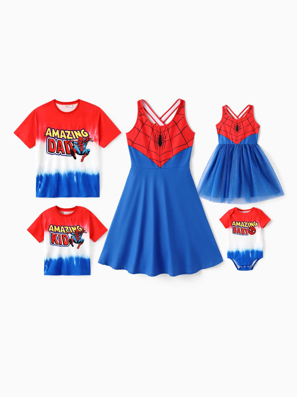 Marvel Family Matching Outfit Spider-Man Cosplay Costume Top/Sleeveless Dress Set Multi-color | PatPat