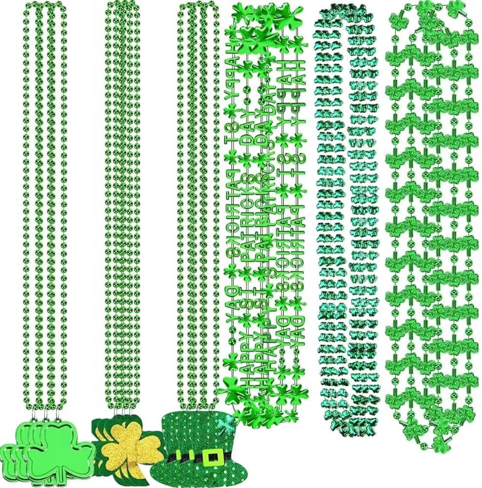 Zesliwy St. Patrick's Day Necklace Accessories, 18pcs St Patricks Day Shamrock Necklace Clover Gr... | Amazon (US)