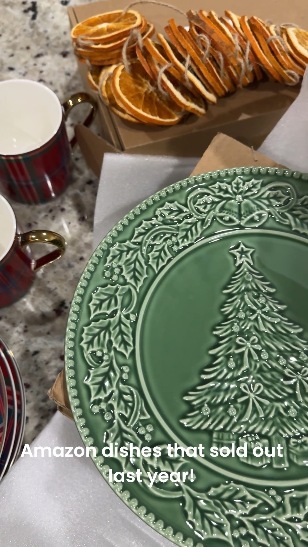 These Amazon dishes are SO NICE and what we will be eating on every year! I also love the red plaid mugs and dessert plates. The oranges aren’t cheap looking 

#LTKSaleAlert #LTKSeasonal #LTKHome