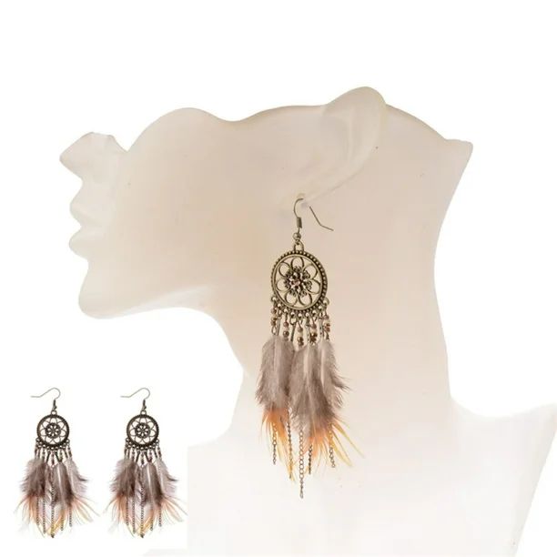 Sarkoyar Fashion Women Dream Catcher Feather Long Dangle Hook Earrings Tassel Gift - Walmart.com | Walmart (US)