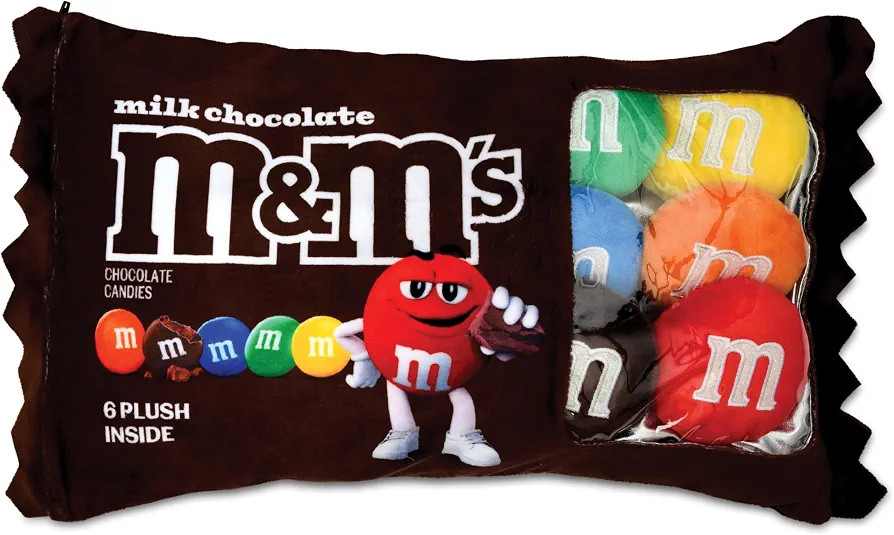 iscream M&M's Package-Shaped Printed Plush Fleece 7-Piece Throw Pillow Set | Amazon (US)