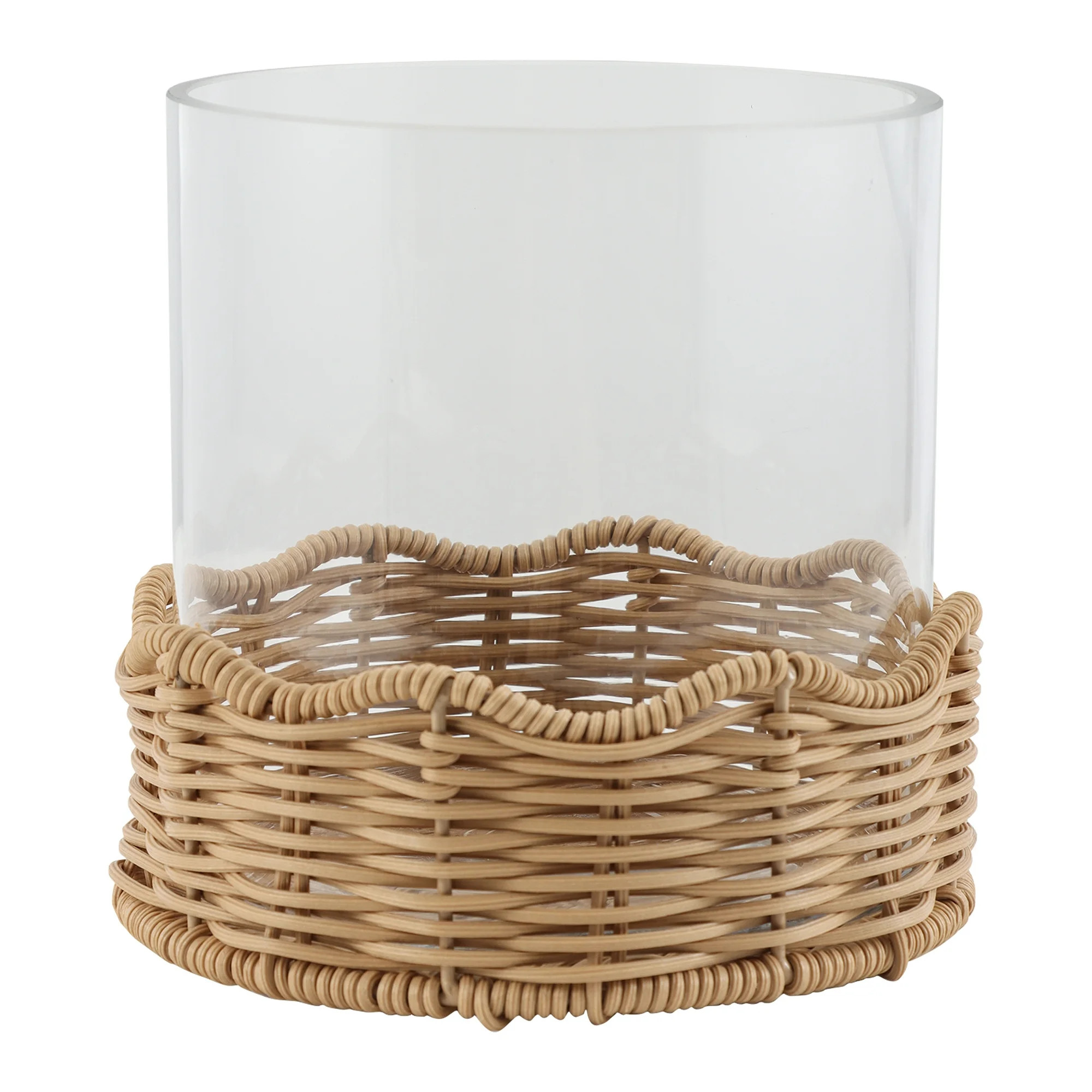 Mainstays by Becky G. & Alejandra 6.7" Scalloped Woven Glass Hurricane Pillar Candle Holder | Walmart (US)