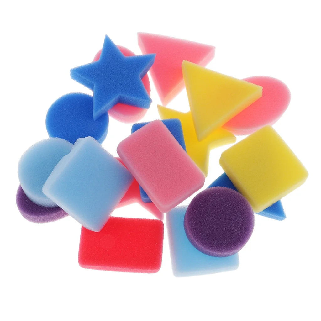 18 Pack Assorted Shapes Sponge Painting Shapes Brushes Sponges Stamper Kids | Walmart (US)