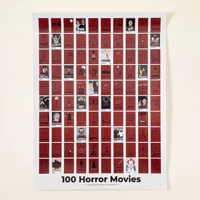 100 Horror Movies Scratch Off Chart | UncommonGoods