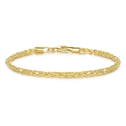CANNCI Gold Bracelets for Women 14K Gold Chain Bracelet Gold Bracelets for Men Womens Gold Bracelet Dense Rope Design Jewelry Gifts (6.5/7/7.5/8/9 in) (6.5) (6.5in) | Amazon (US)