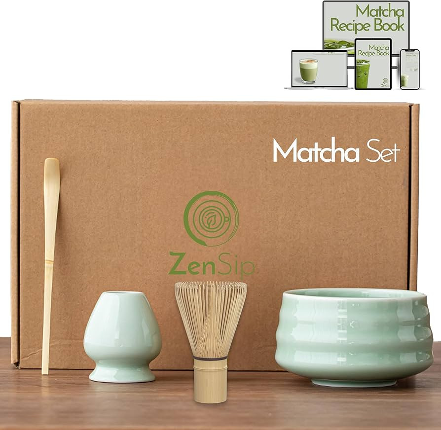 ZenSip Matcha Set - Matcha Whisk and Holder, Matcha Bowl and Matcha Scoop - 4pcs Matcha Kit with ... | Amazon (UK)