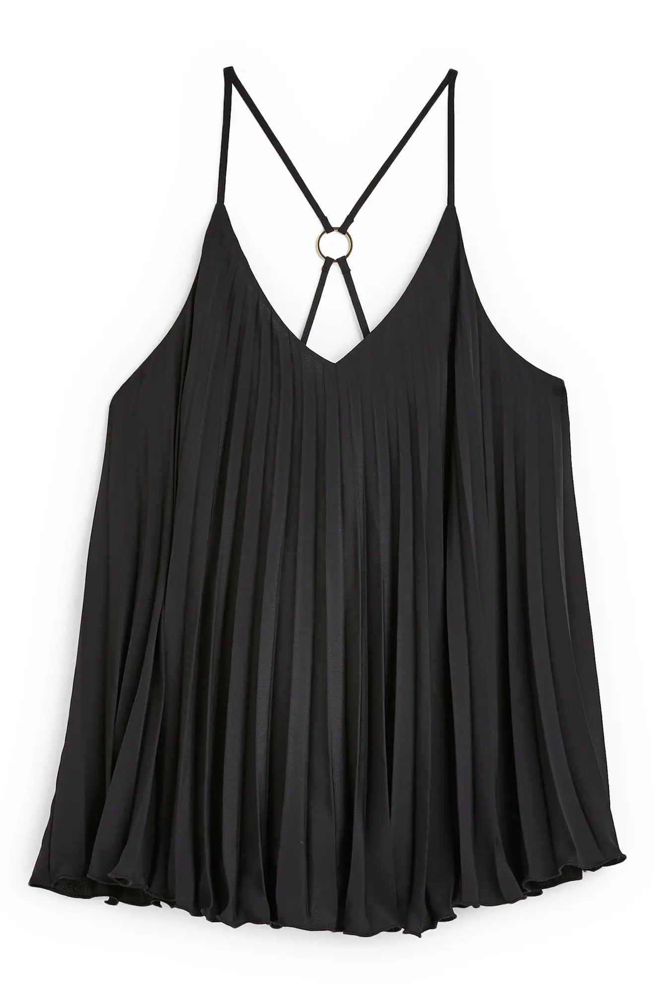 River Island Pleated Camisole in Black at Nordstrom, Size 18 Us | Nordstrom