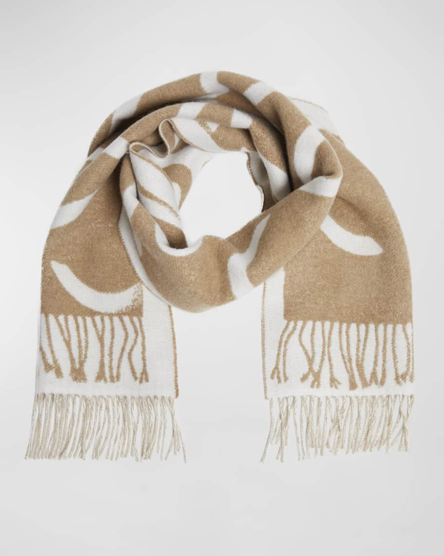 Loewe Anagram Scarf Print Wool & Cashmere Scarf | Neiman Marcus