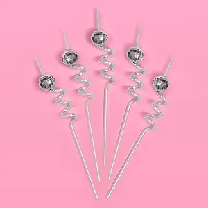 xo, Fetti Disco Ball Reusable Swirly Straw Set - 16 pc | Groovy Birthday Party Supplies, Last Dis... | Amazon (US)