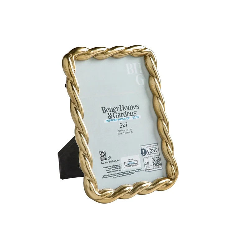 Better Homes & Gardens 5" x 7" Gold Rope Metal Tabletop Picture Frame | Walmart (US)
