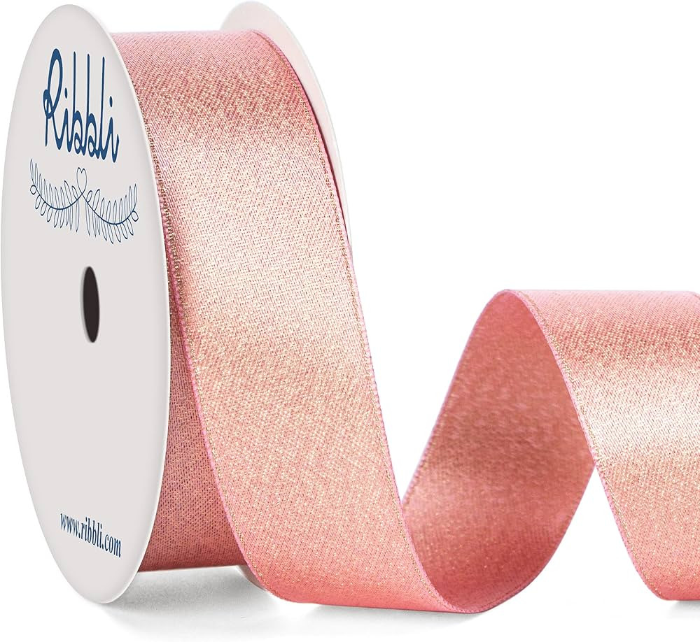 Ribbli Rose Gold Double Faced Purl Ribbon,Luxury Glitter Ribbon,7/8 Inches x 10 Yards ,Valentine'... | Amazon (US)