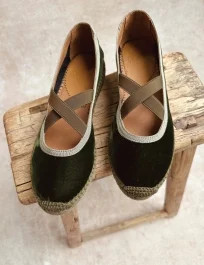 Chico Velvet Espadrille - Khaki | Penelope Chilvers