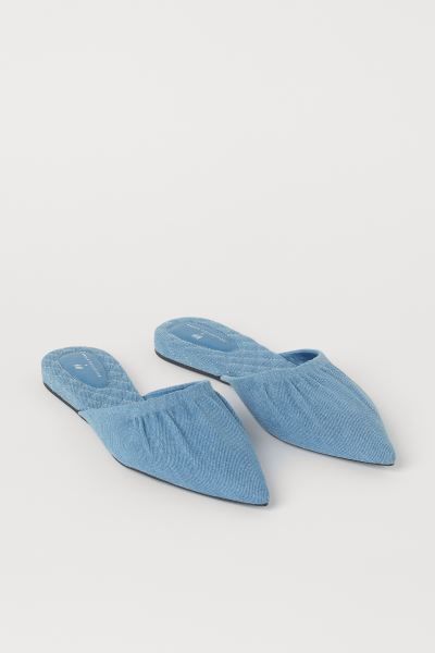 Brock Collection x H&M. Slip-on flats in woven cotton fabric with pointed, gathered toes and quil... | H&M (US + CA)
