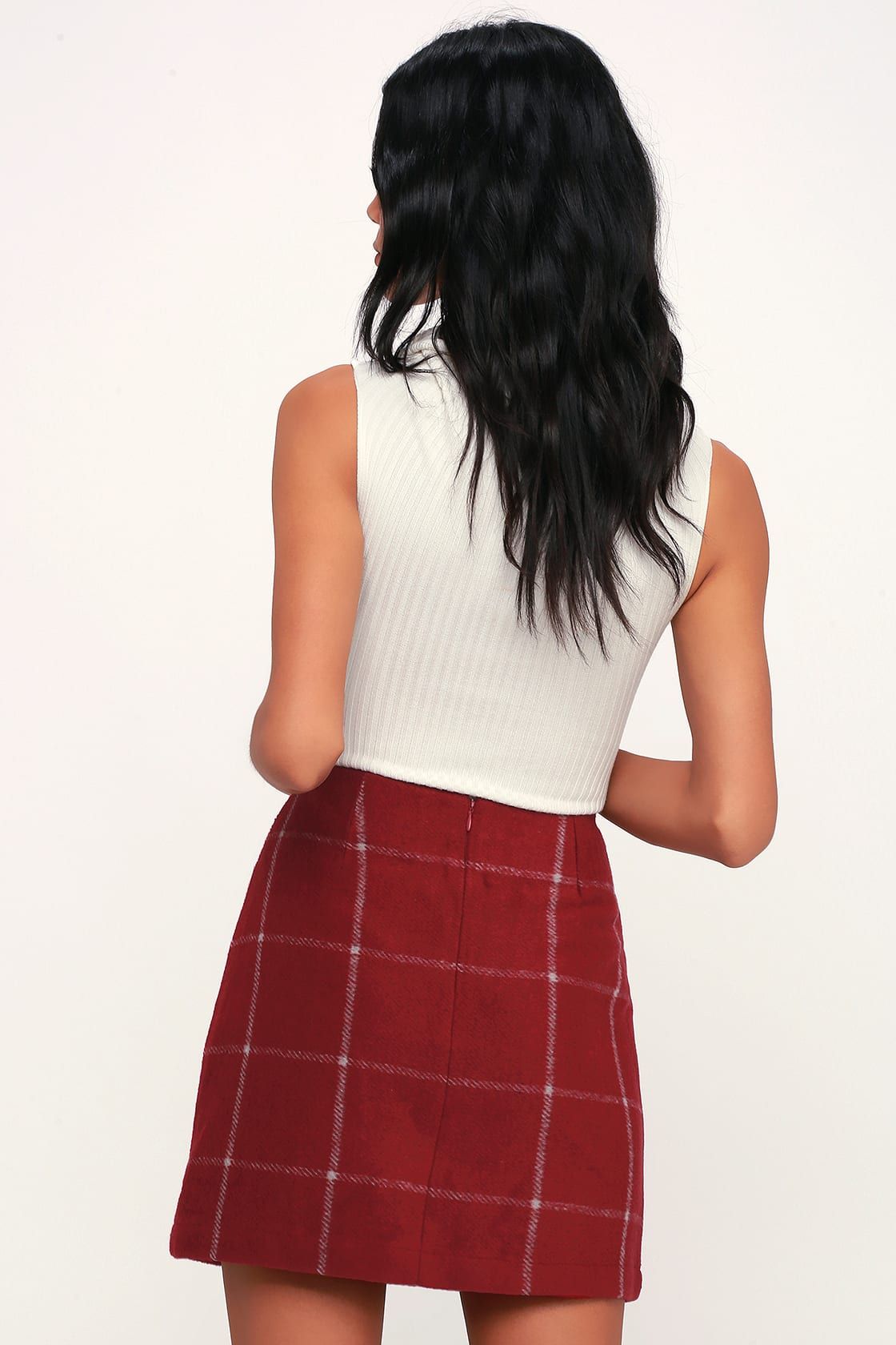 Spence Wine Red Plaid Mini Skirt | Lulus (US)