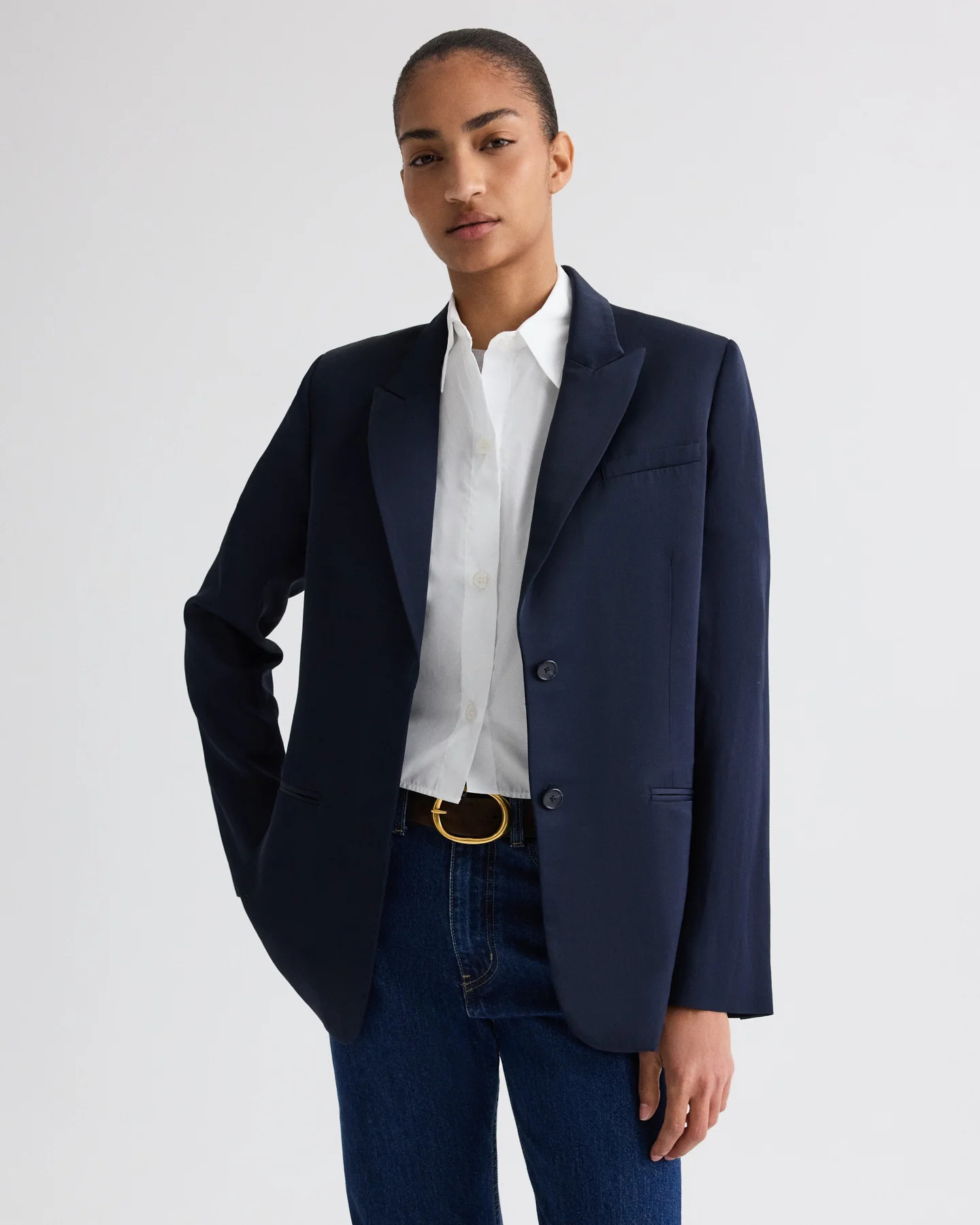 Sweetpea Blazer in Coated Viscose Linen | TWP